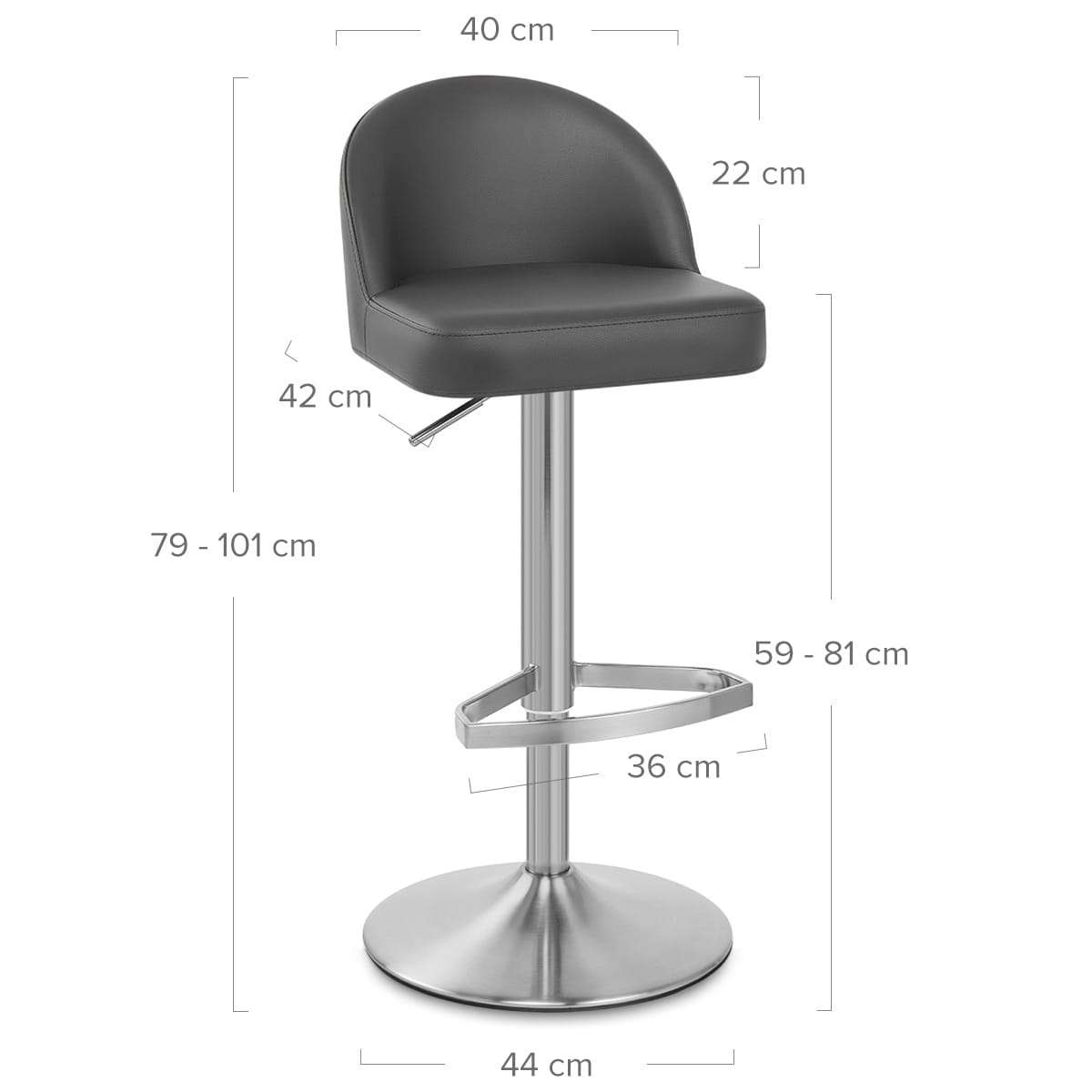 Taburete Cuero Auténtico Satinado - Mimi Gris