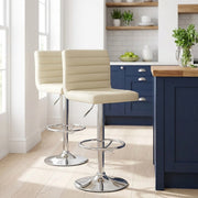 Taburete Polipiel Cromo - Menta Crema