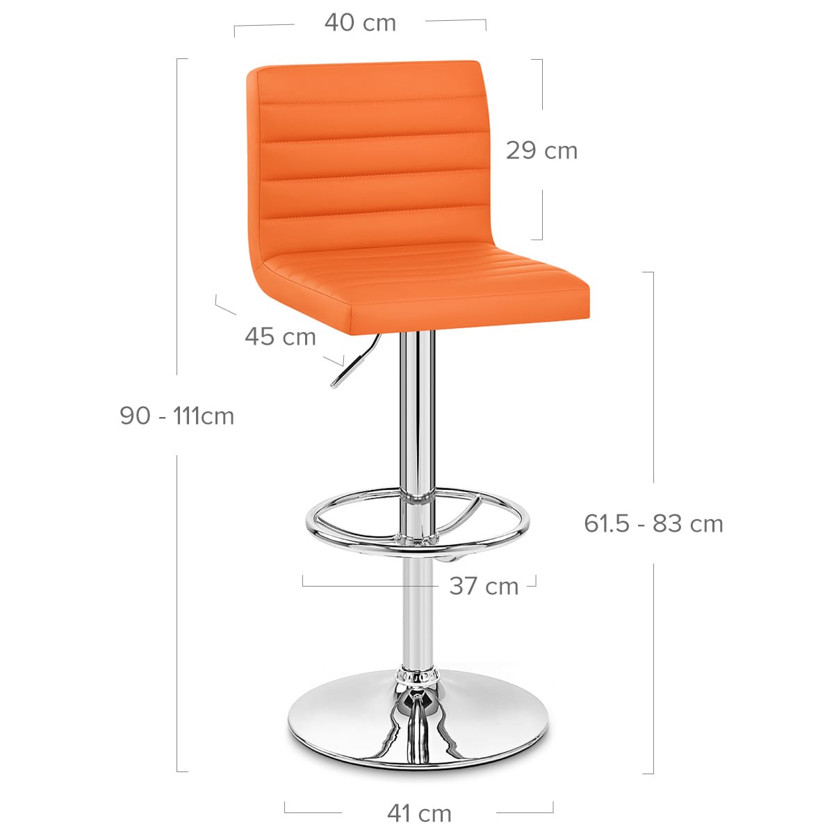 Taburete Polipiel Cromo - Menta Naranja