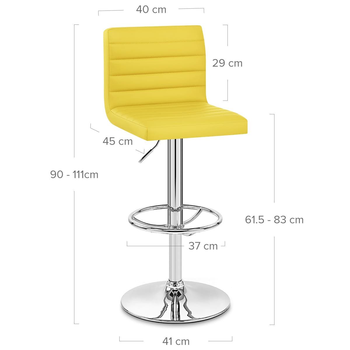 Taburete Polipiel Cromo - Menta Amarillo