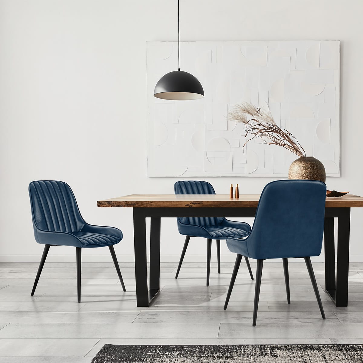 Silla Polipiel Metal - Mustang Azul