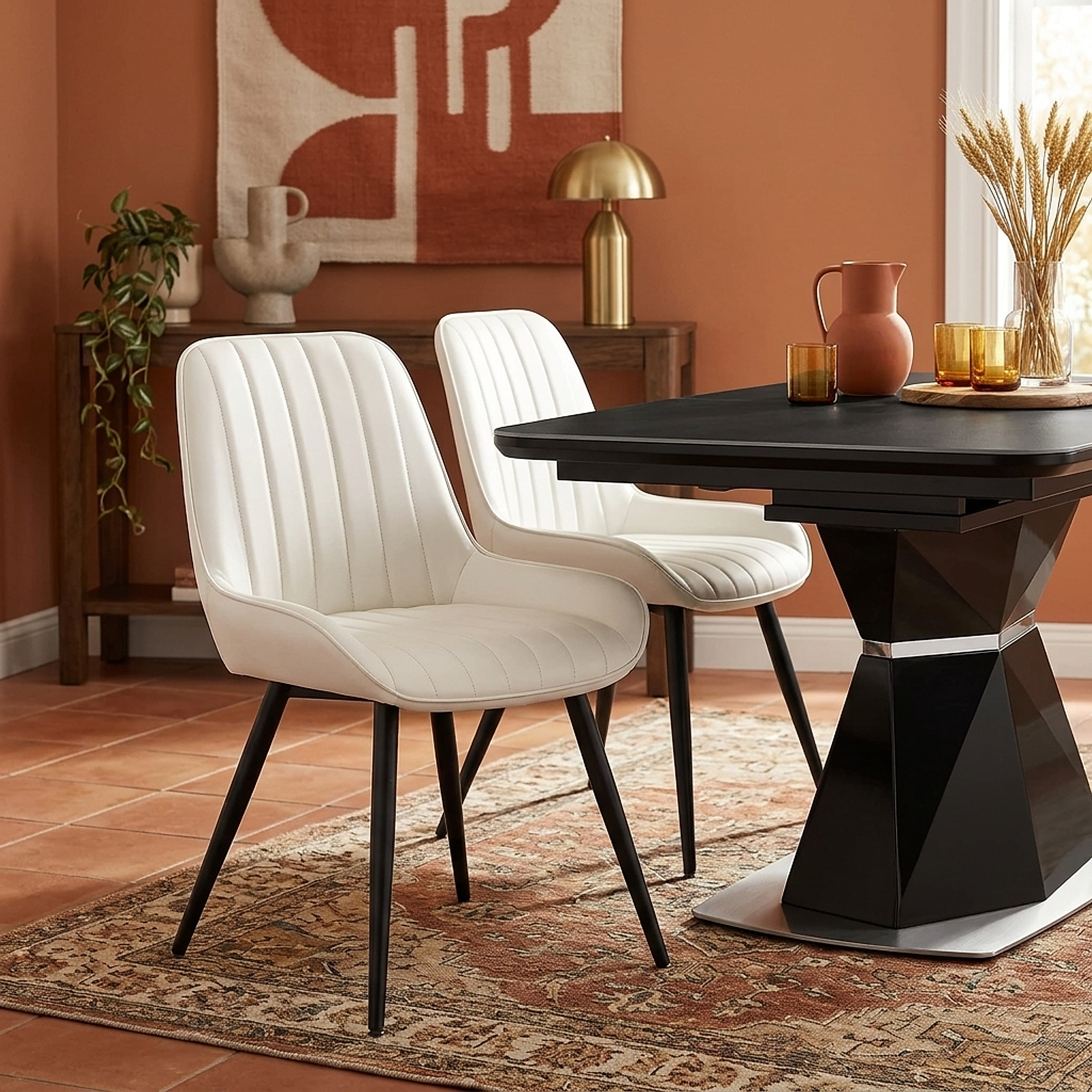 Silla Polipiel Metal - Mustang Crema