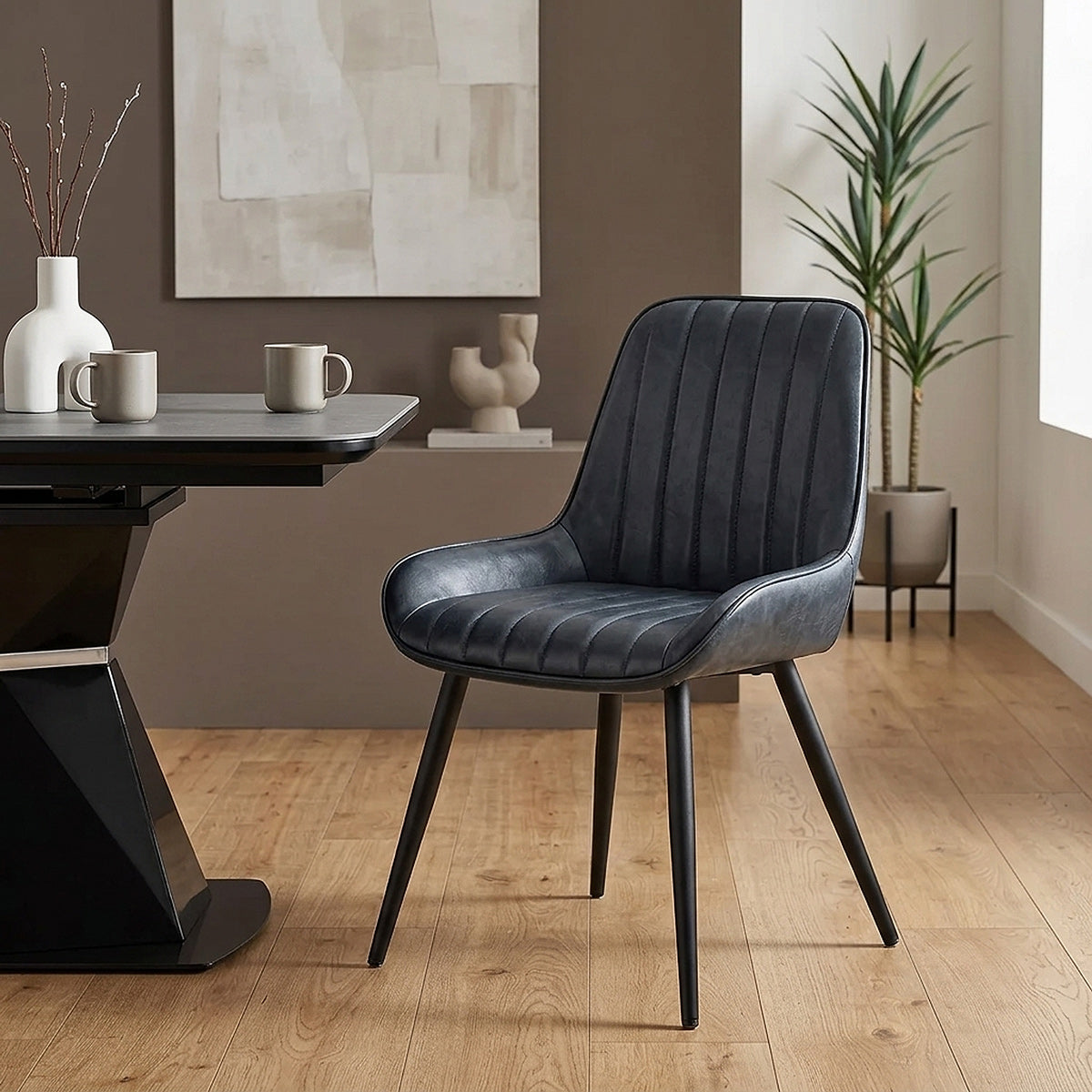 Silla Polipiel Metal - Mustang Gris Oscuro