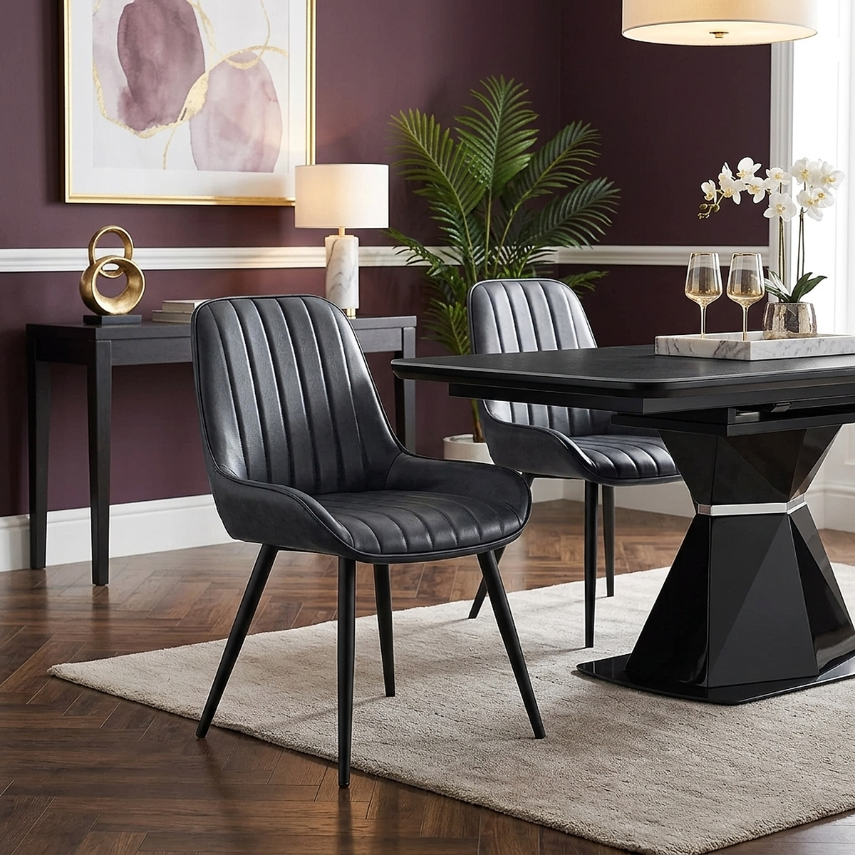 Silla Polipiel Metal - Mustang Gris Oscuro