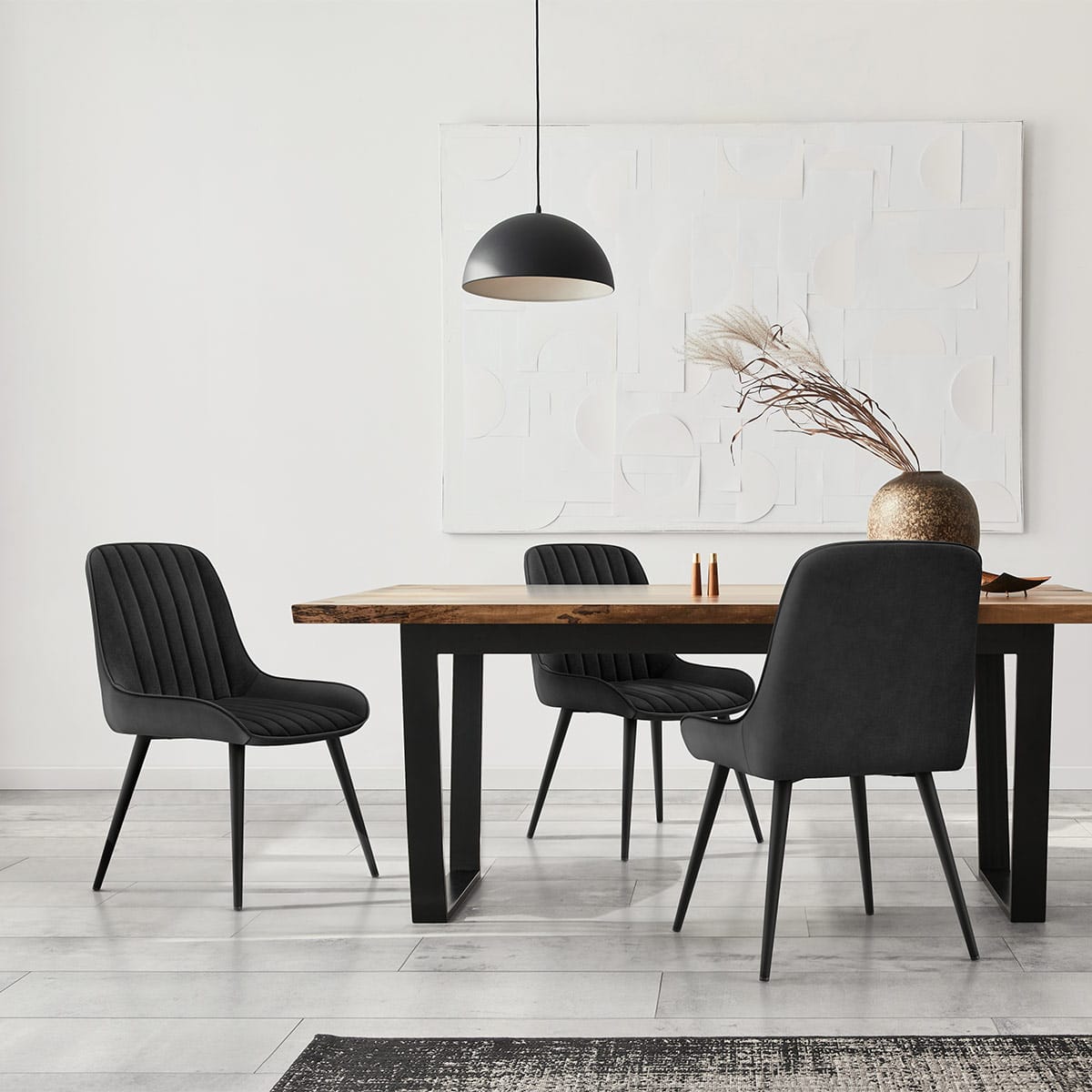 Silla Terciopelo Metal - Mustang Negro