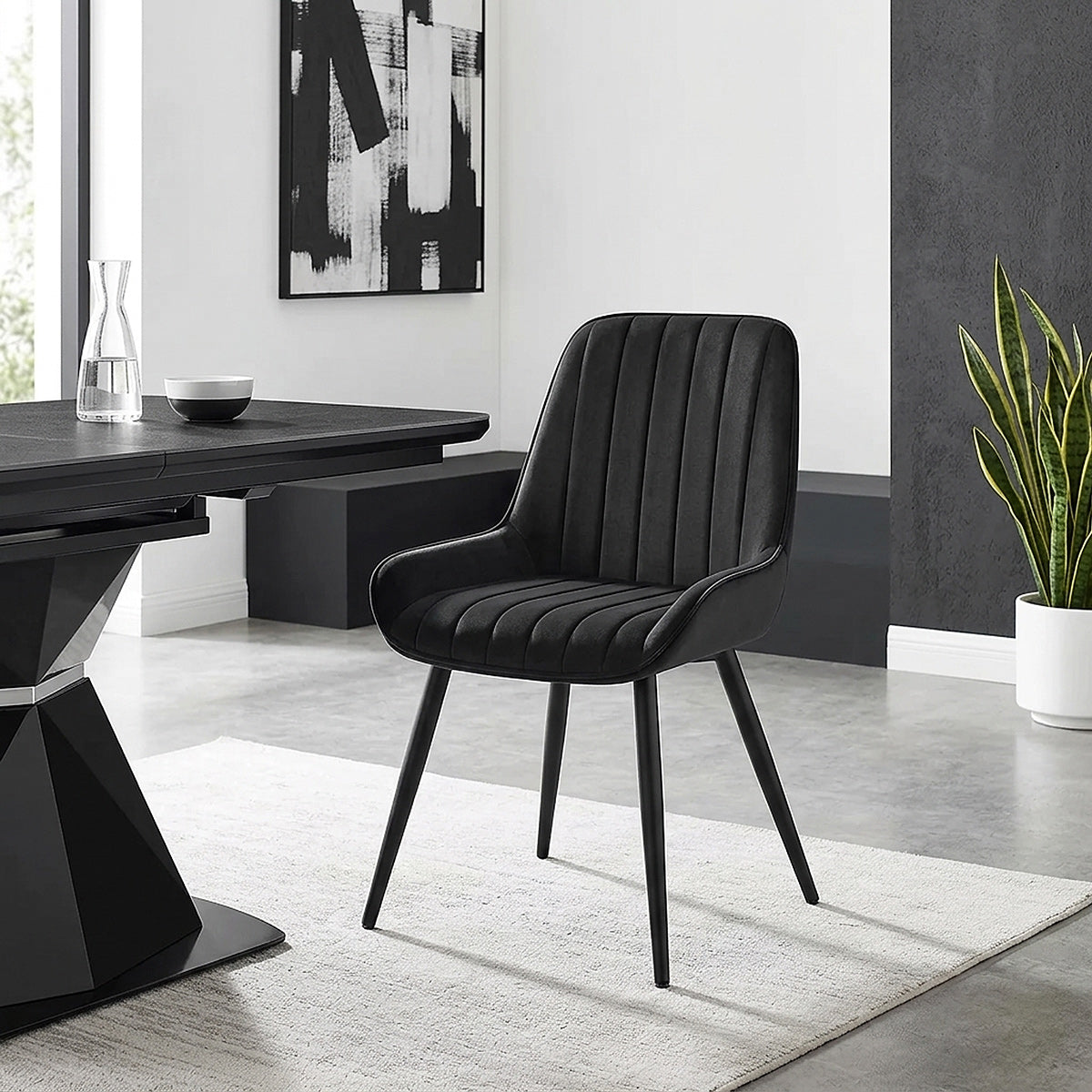 Silla Terciopelo Metal - Mustang Negro