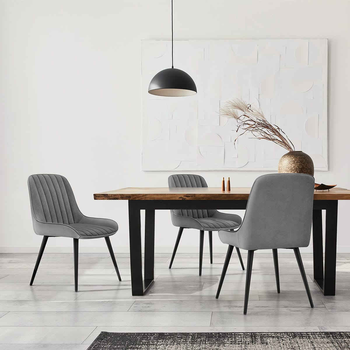 Silla Terciopelo Metal - Mustang Gris Oscuro