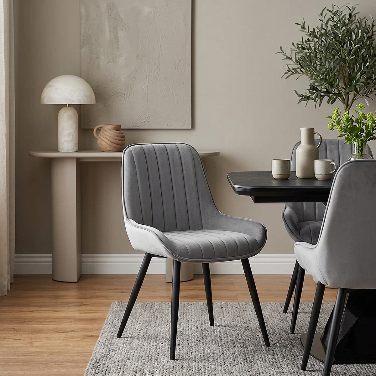 Silla Terciopelo Metal - Mustang Gris Oscuro