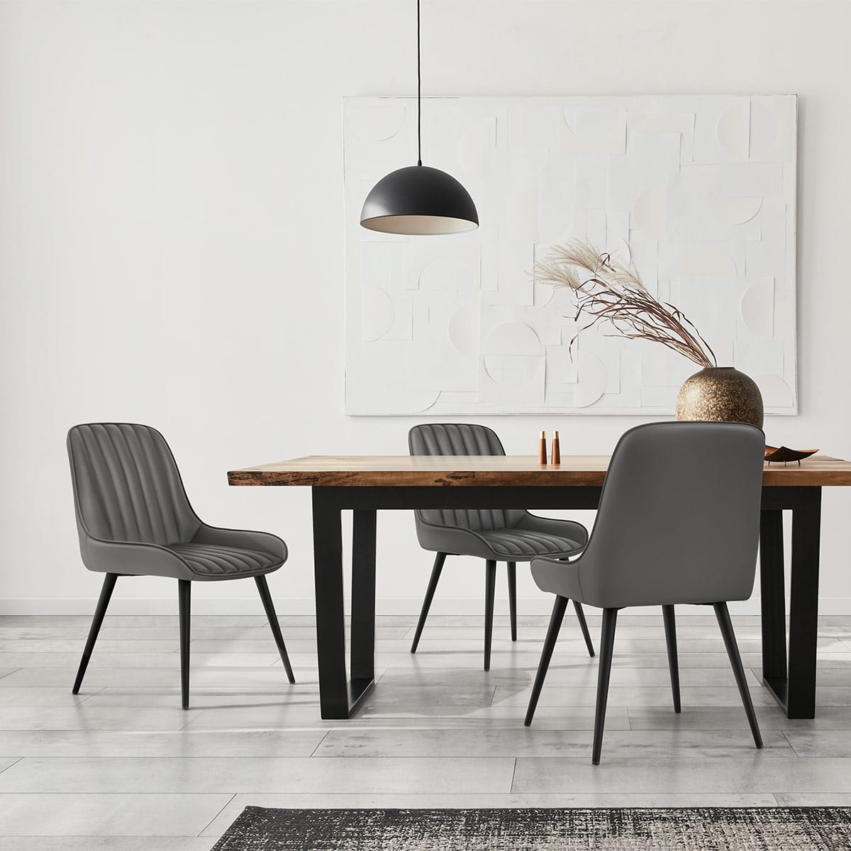 Silla Polipiel Metal - Mustang Gris Oscuro