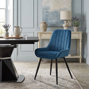 Silla Terciopelo Metal - Mustang Azul Oscuro