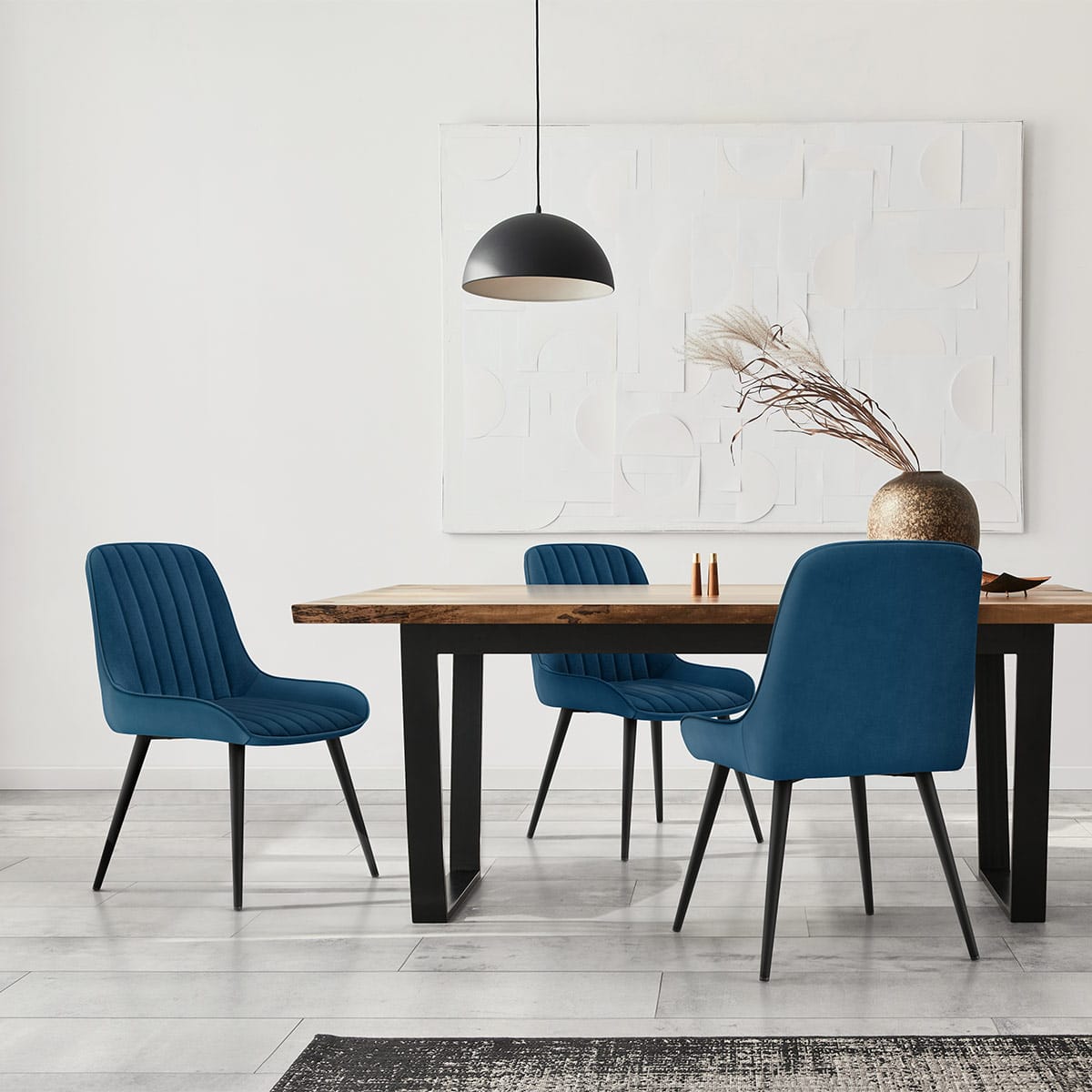 Silla Terciopelo Metal - Mustang Azul Oscuro