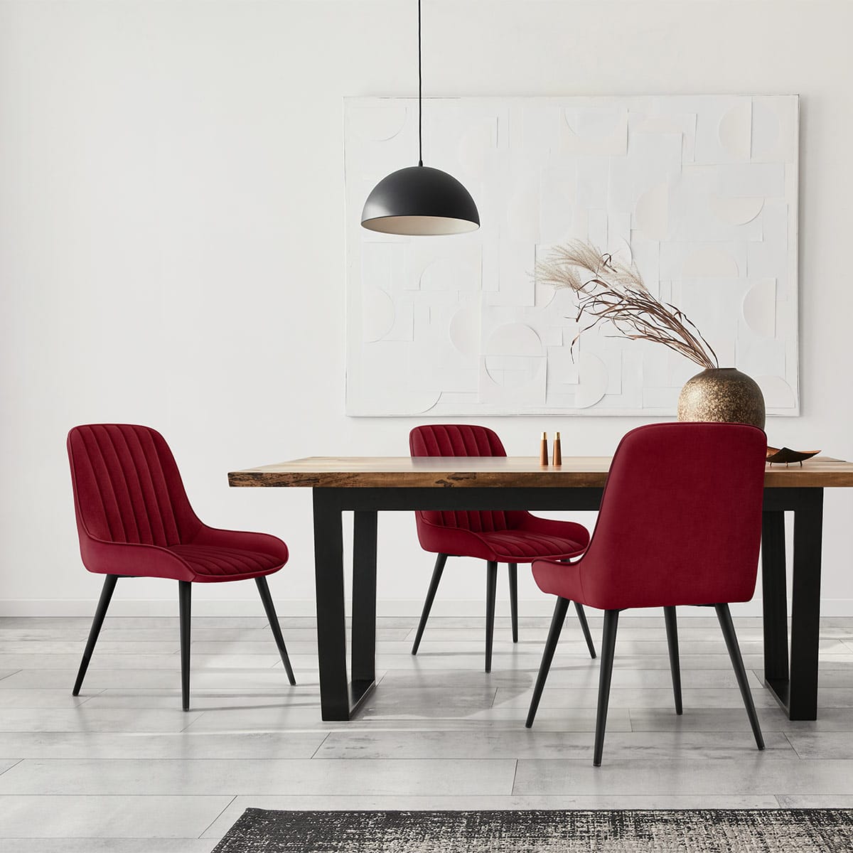 Silla Terciopelo Metal - Mustang Rojo