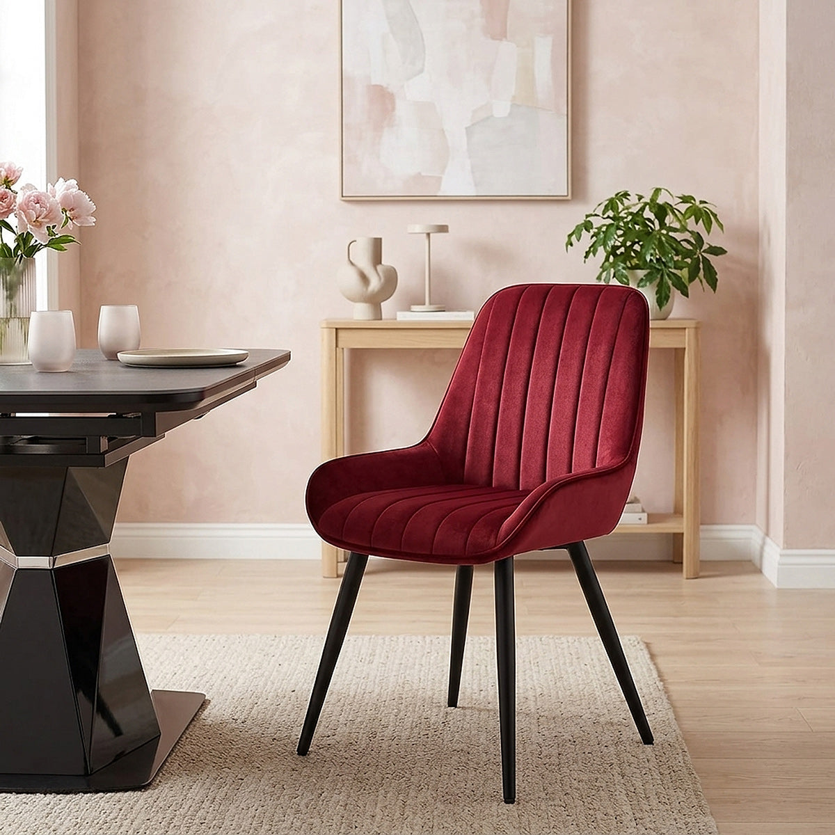 Silla Terciopelo Metal - Mustang Rojo