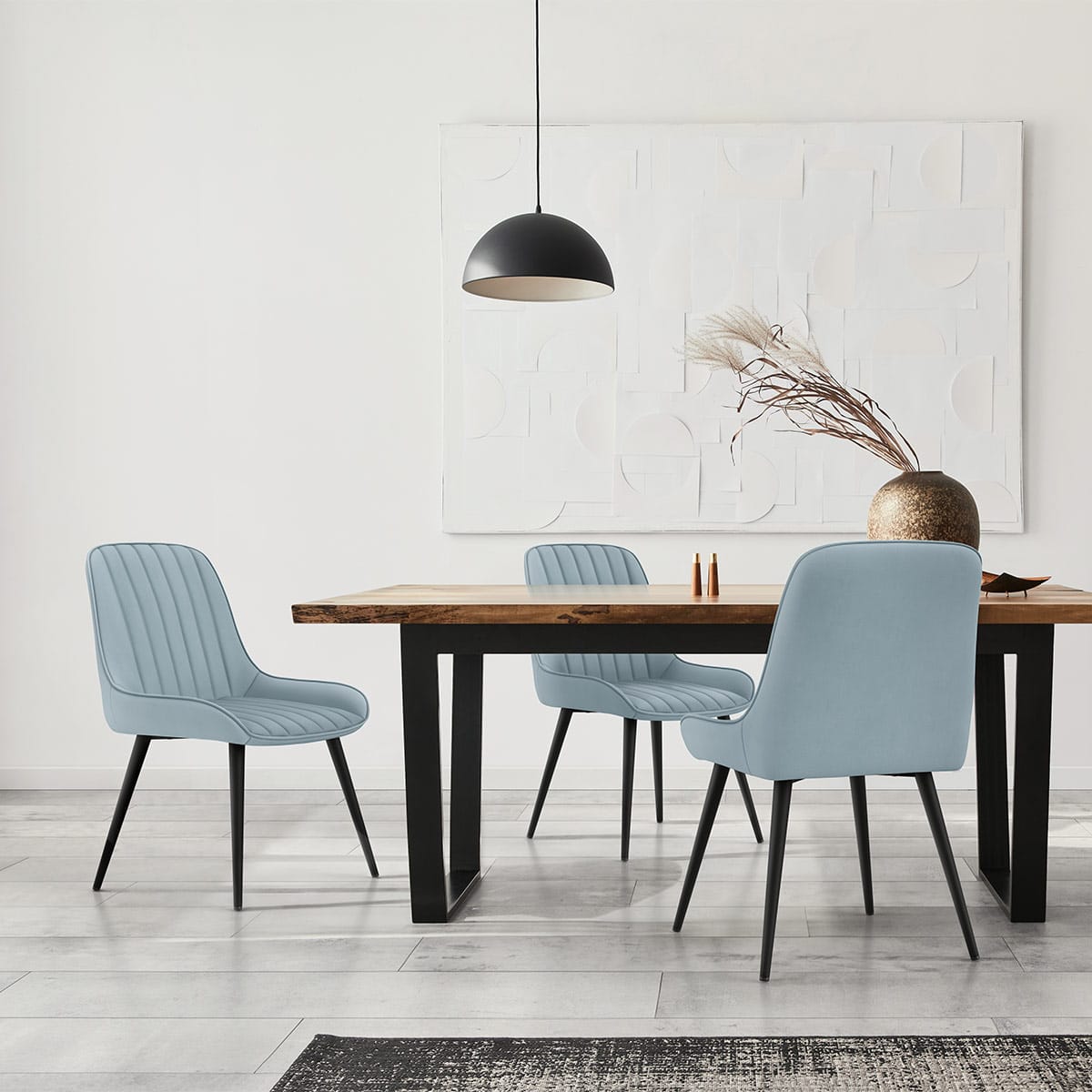Silla Terciopelo Metal - Mustang Azul