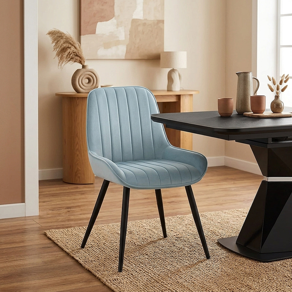 Silla Terciopelo Metal - Mustang Azul