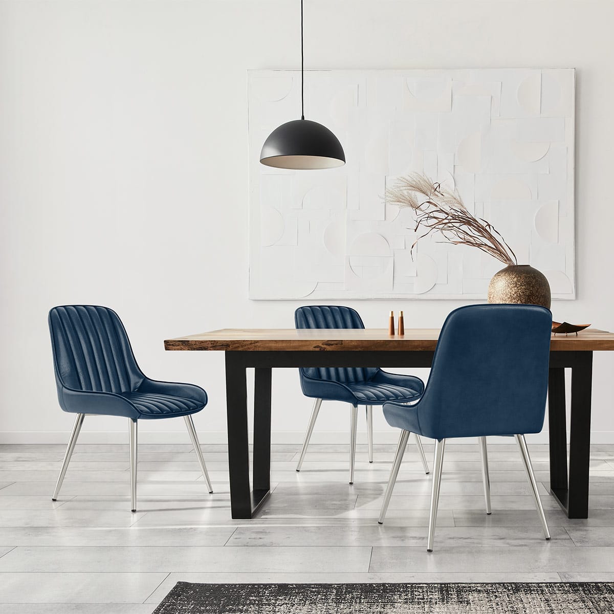 Silla Polipiel Cromo - Mustang Azul