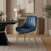 Silla Polipiel Cromo - Mustang Azul