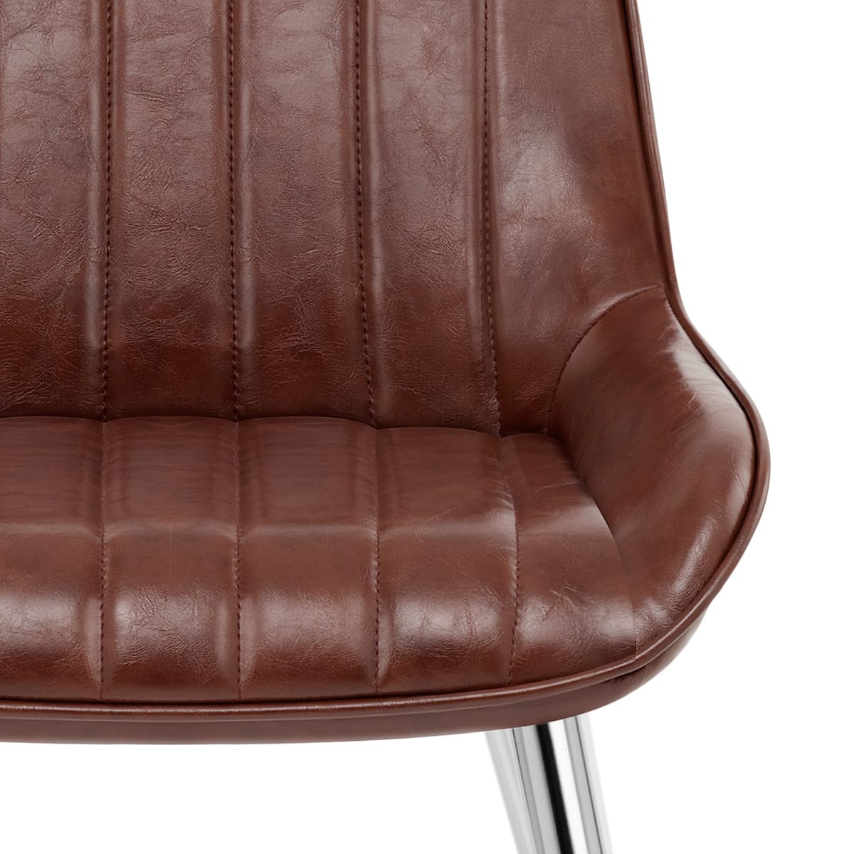 Silla Polipiel Cromo - Mustang Marrón