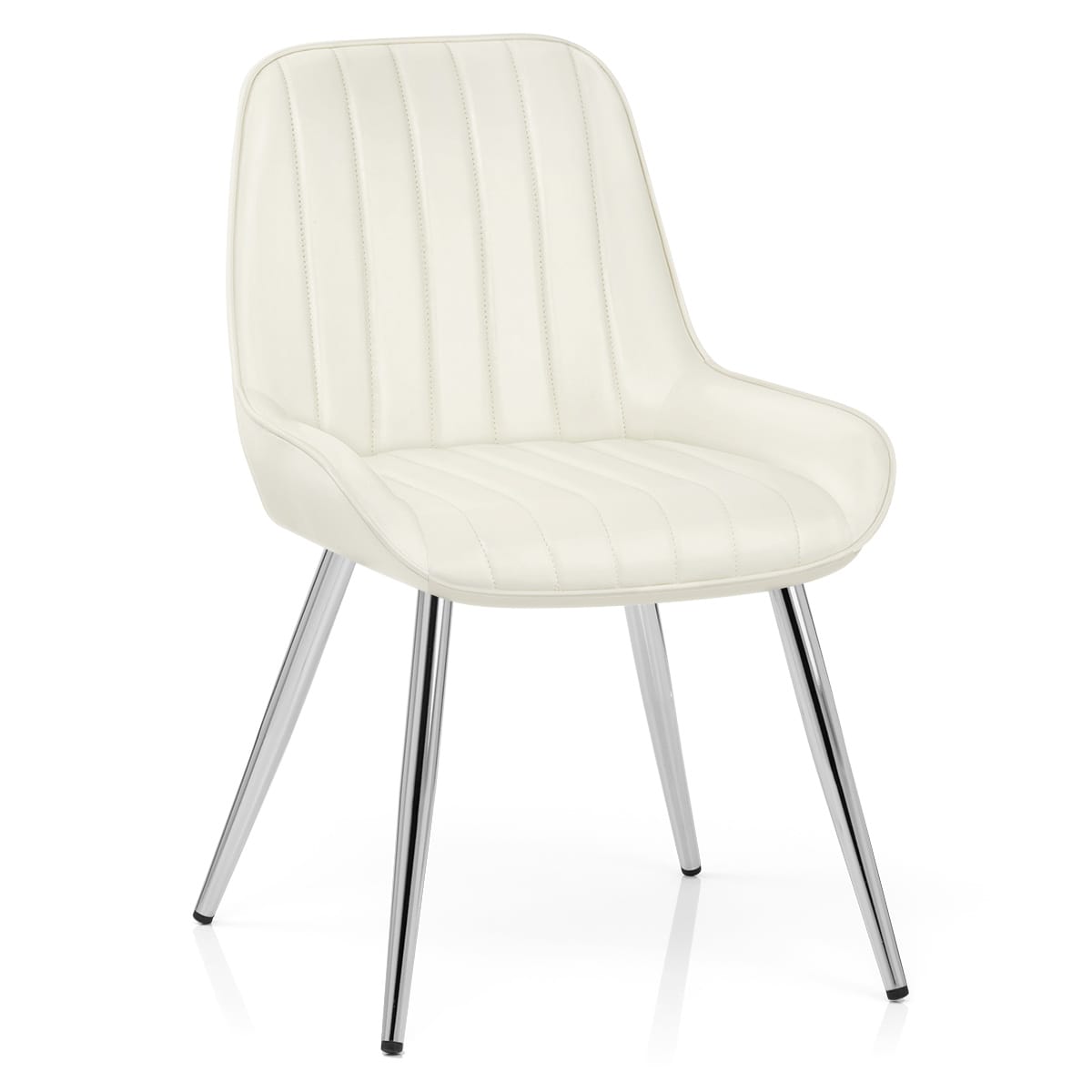 Silla Polipiel Cromo - Mustang Crema