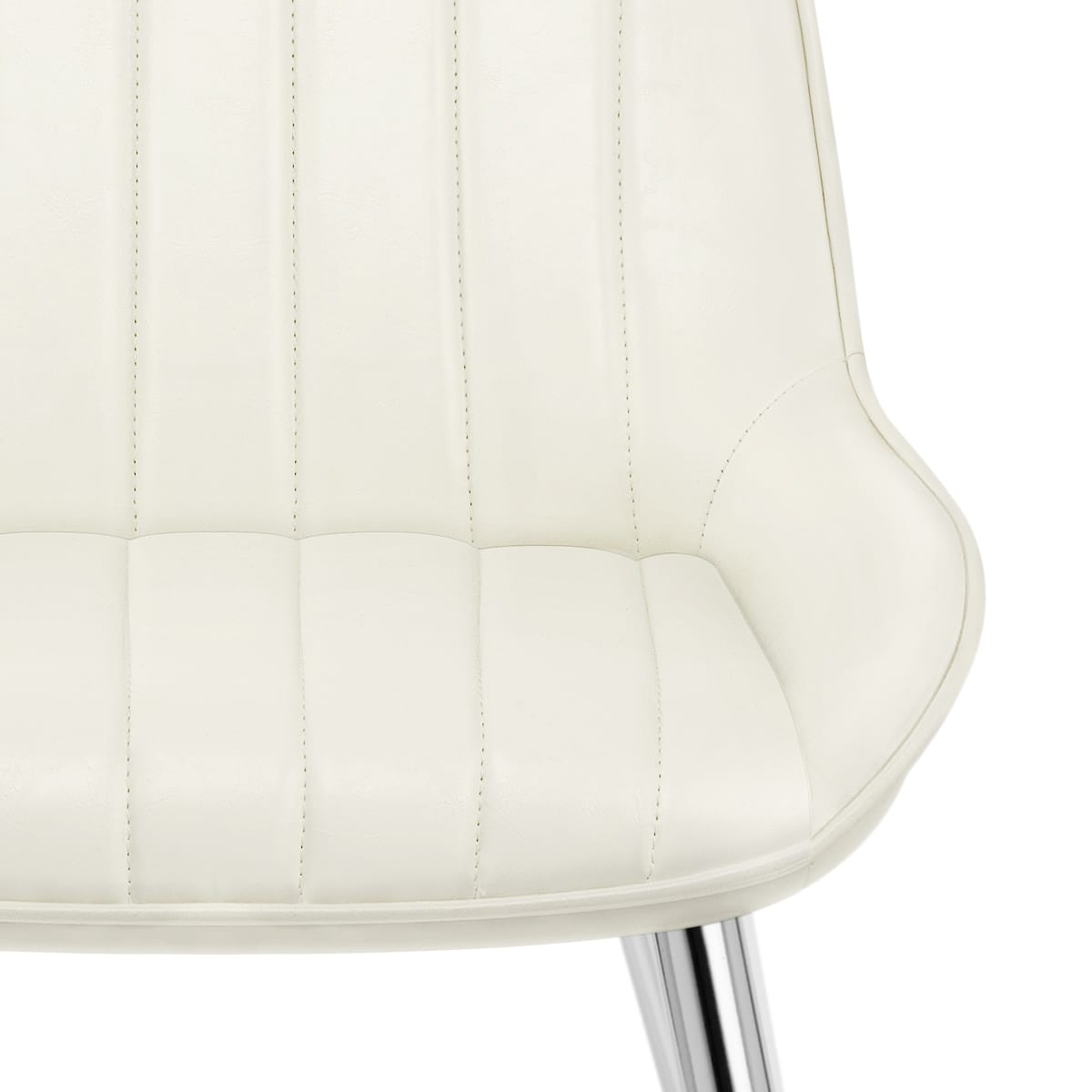 Silla Polipiel Cromo - Mustang Crema