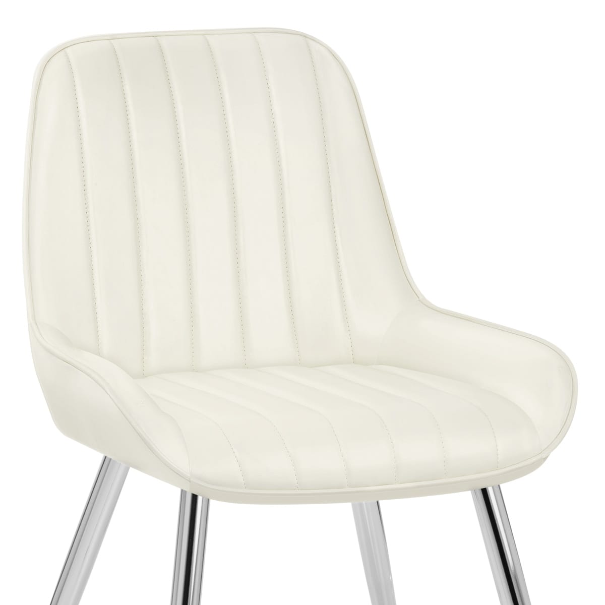 Silla Polipiel Cromo - Mustang Crema