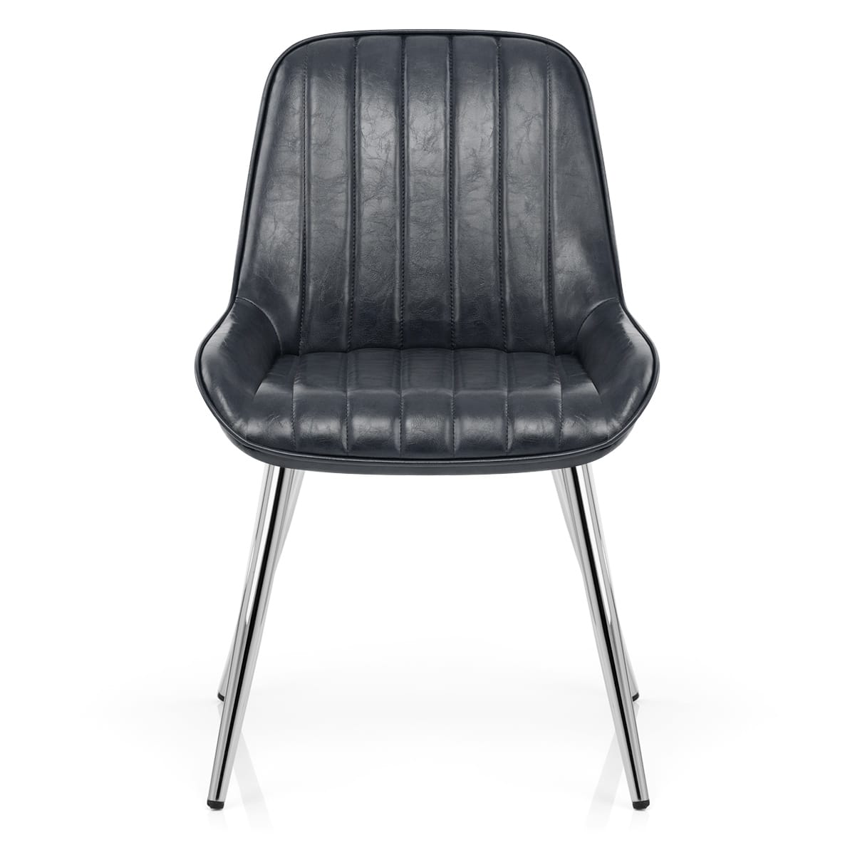 Silla Polipiel Cromo - Mustang Azul Oscuro
