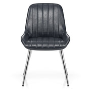 Silla Polipiel Cromo - Mustang Azul Oscuro