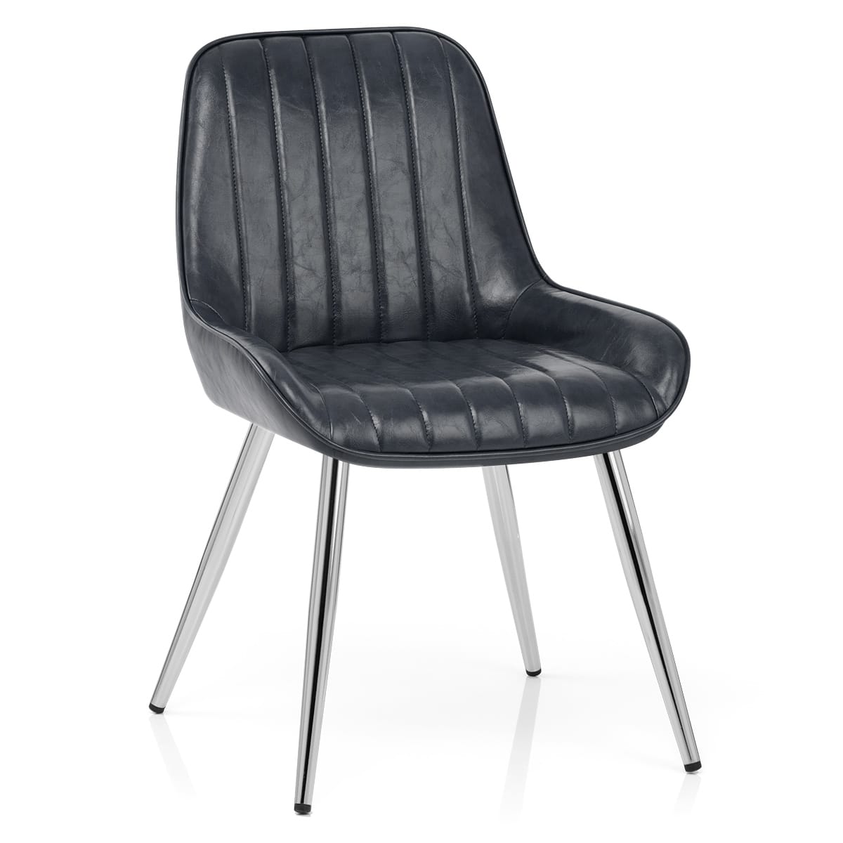 Silla Polipiel Cromo - Mustang Azul Oscuro