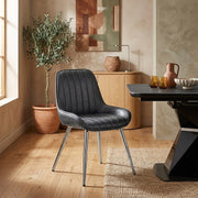Silla Polipiel Cromo - Mustang Azul Oscuro