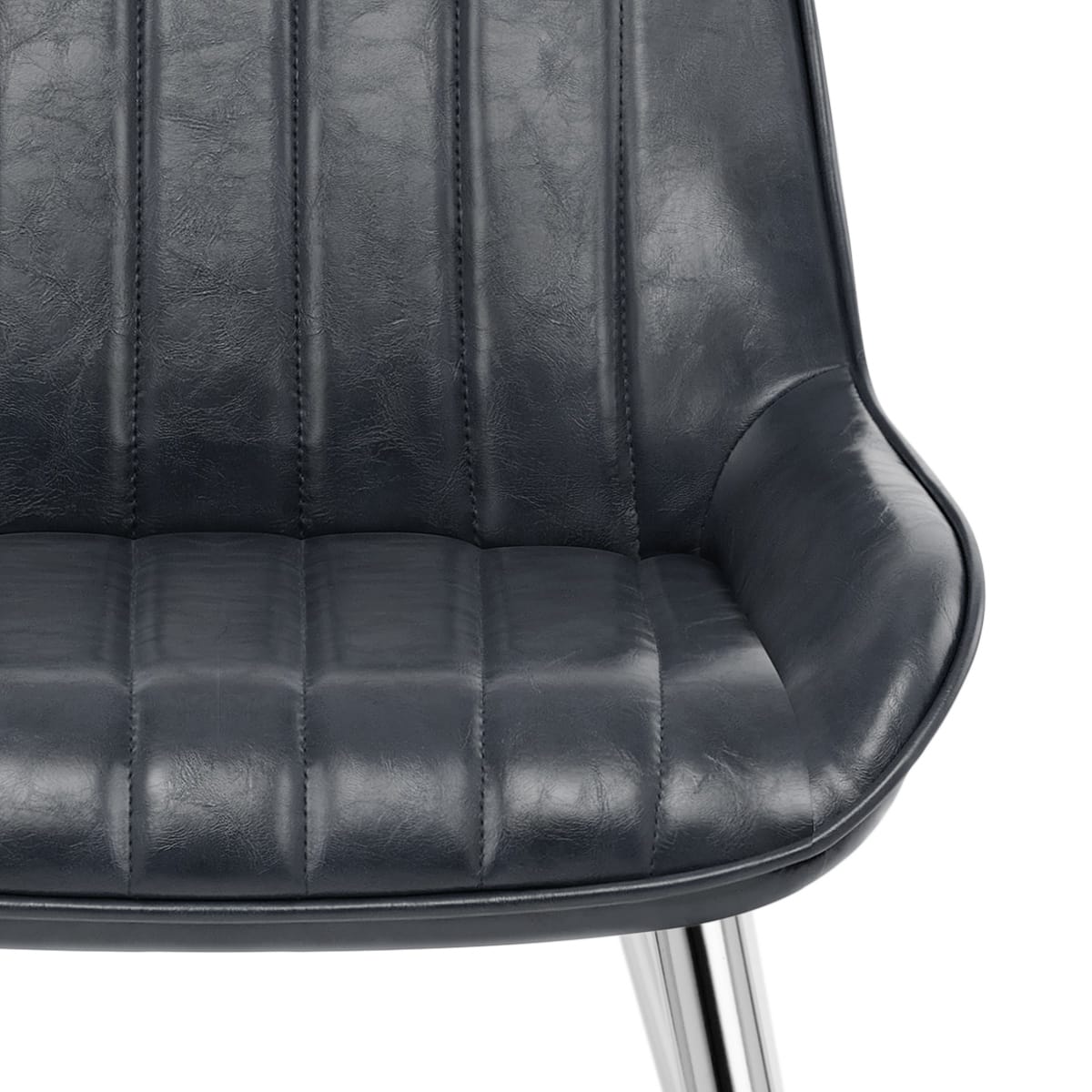 Silla Polipiel Cromo - Mustang Azul Oscuro