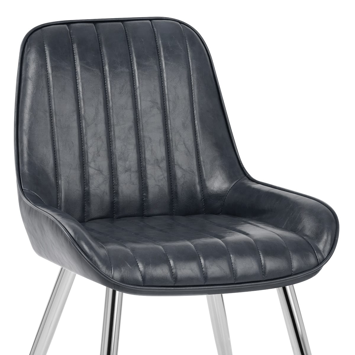 Silla Polipiel Cromo - Mustang Azul Oscuro