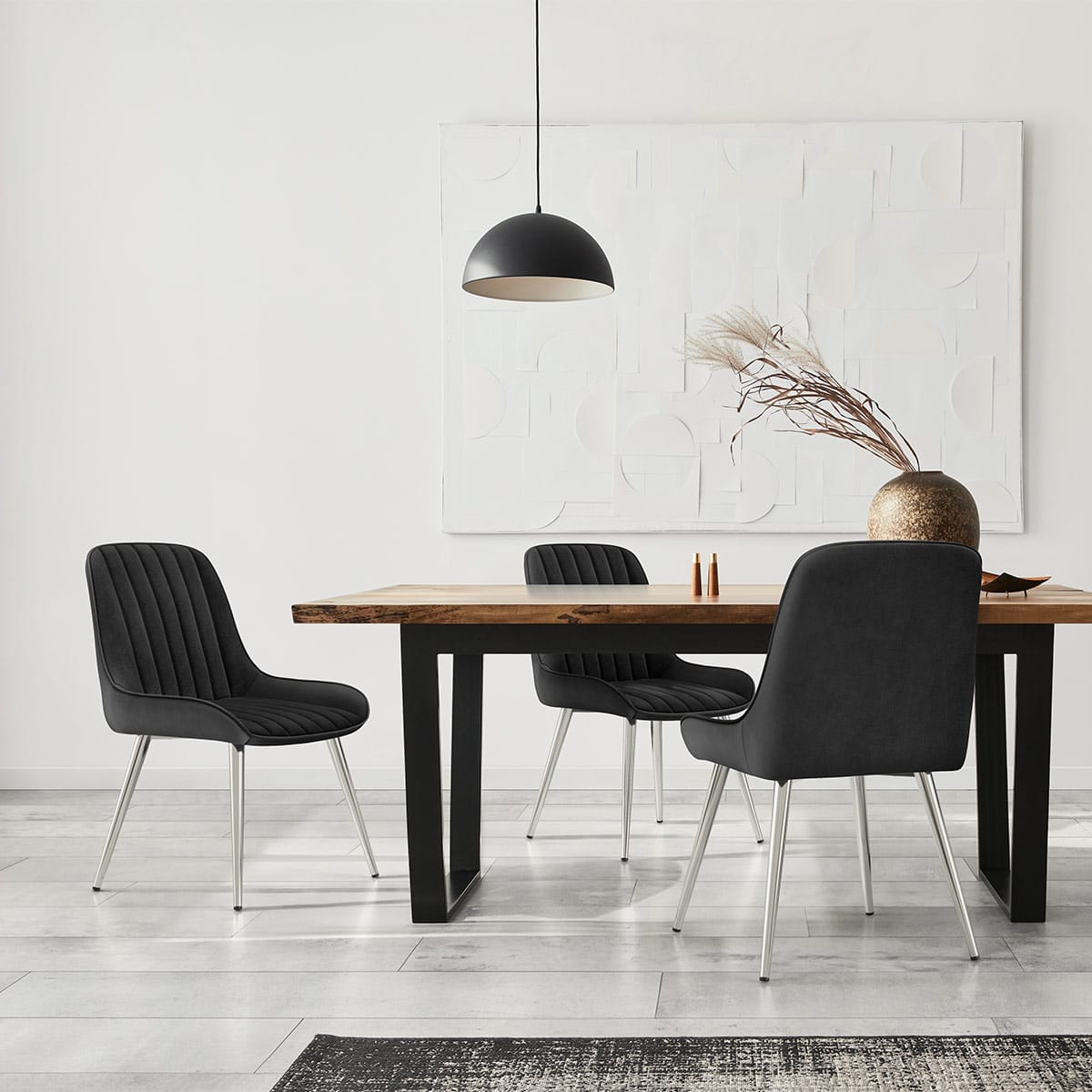 Silla Terciopelo Cromo - Mustang Negro