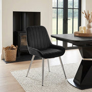 Silla Terciopelo Cromo - Mustang Negro