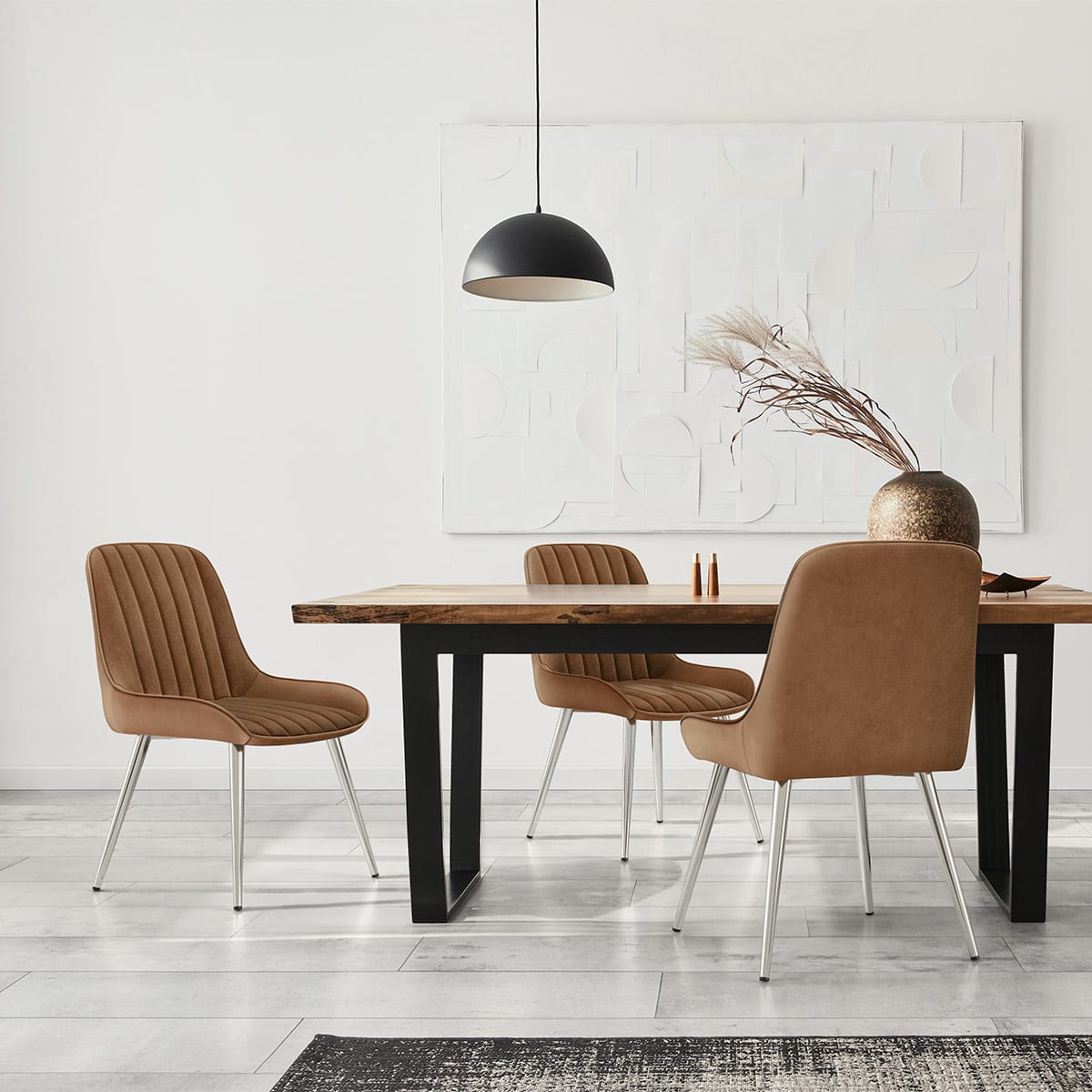Silla Terciopelo Cromo - Mustang Marrón