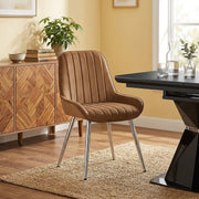 Silla Terciopelo Cromo - Mustang Marrón