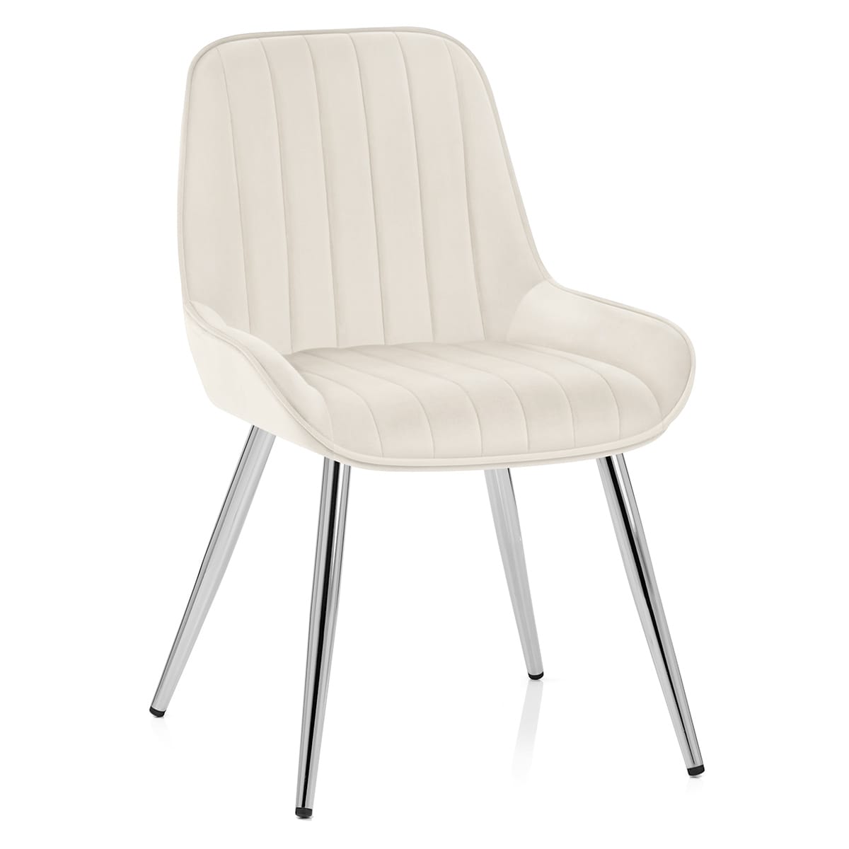 Silla Terciopelo Cromo - Mustang Crema