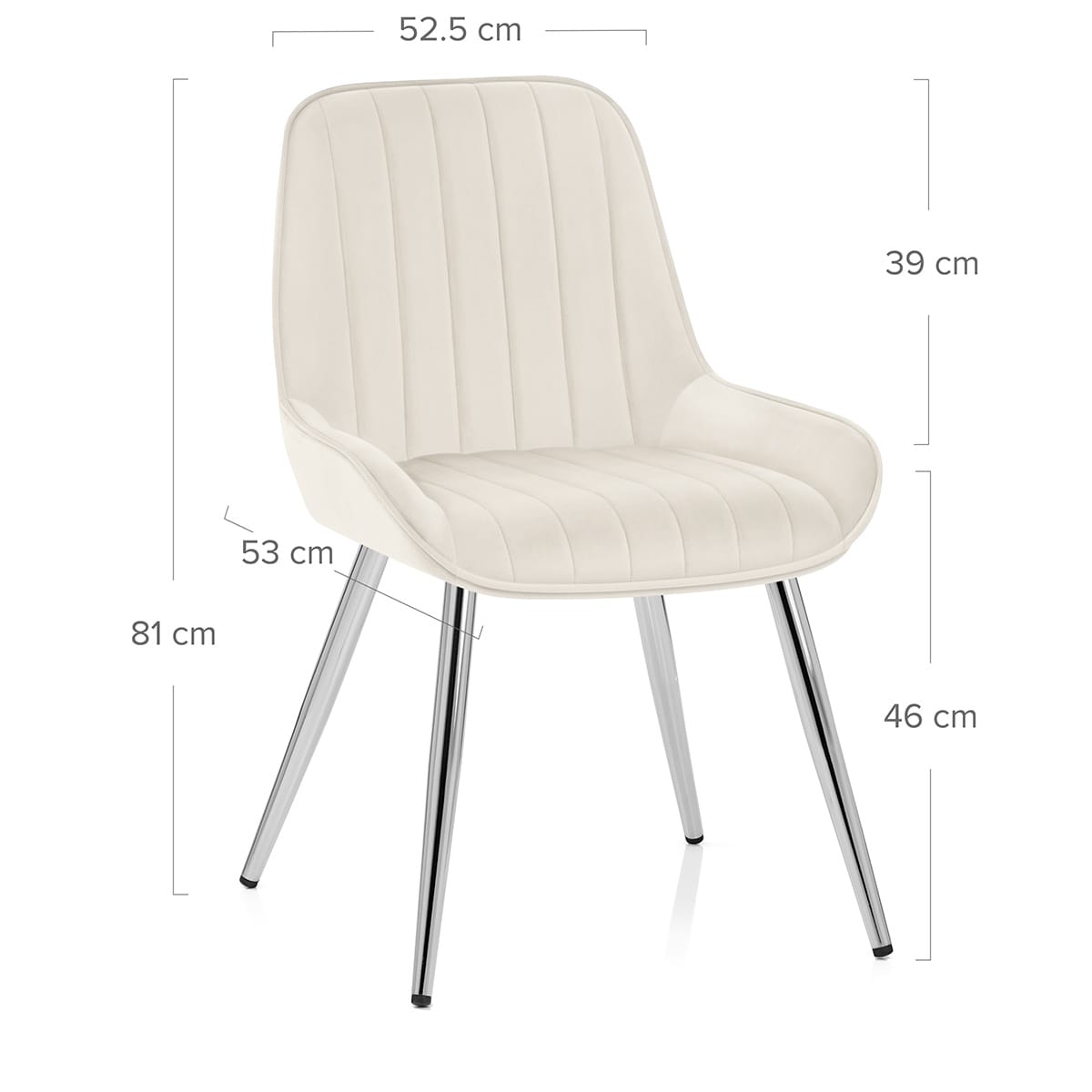 Silla Terciopelo Cromo - Mustang Crema