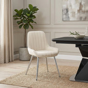 Silla Terciopelo Cromo - Mustang Crema
