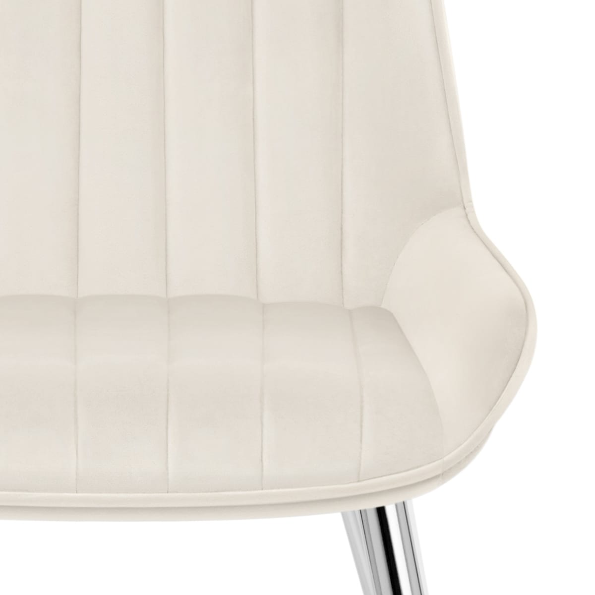 Silla Terciopelo Cromo - Mustang Crema