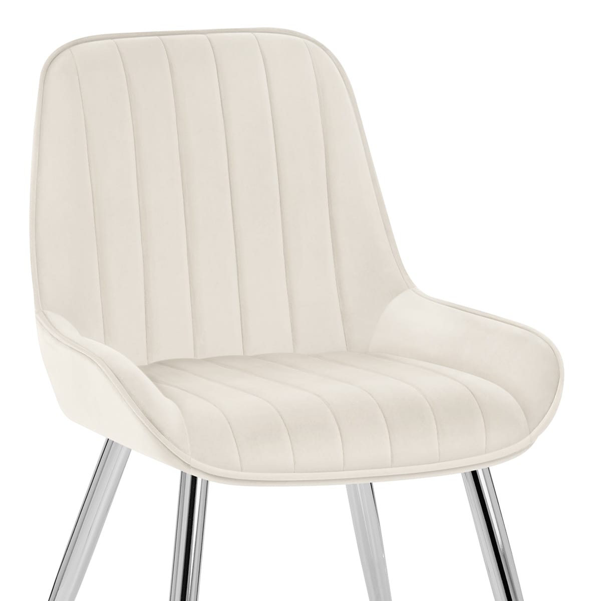 Silla Terciopelo Cromo - Mustang Crema