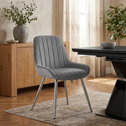 Silla Terciopelo Cromo - Mustang Gris Oscuro