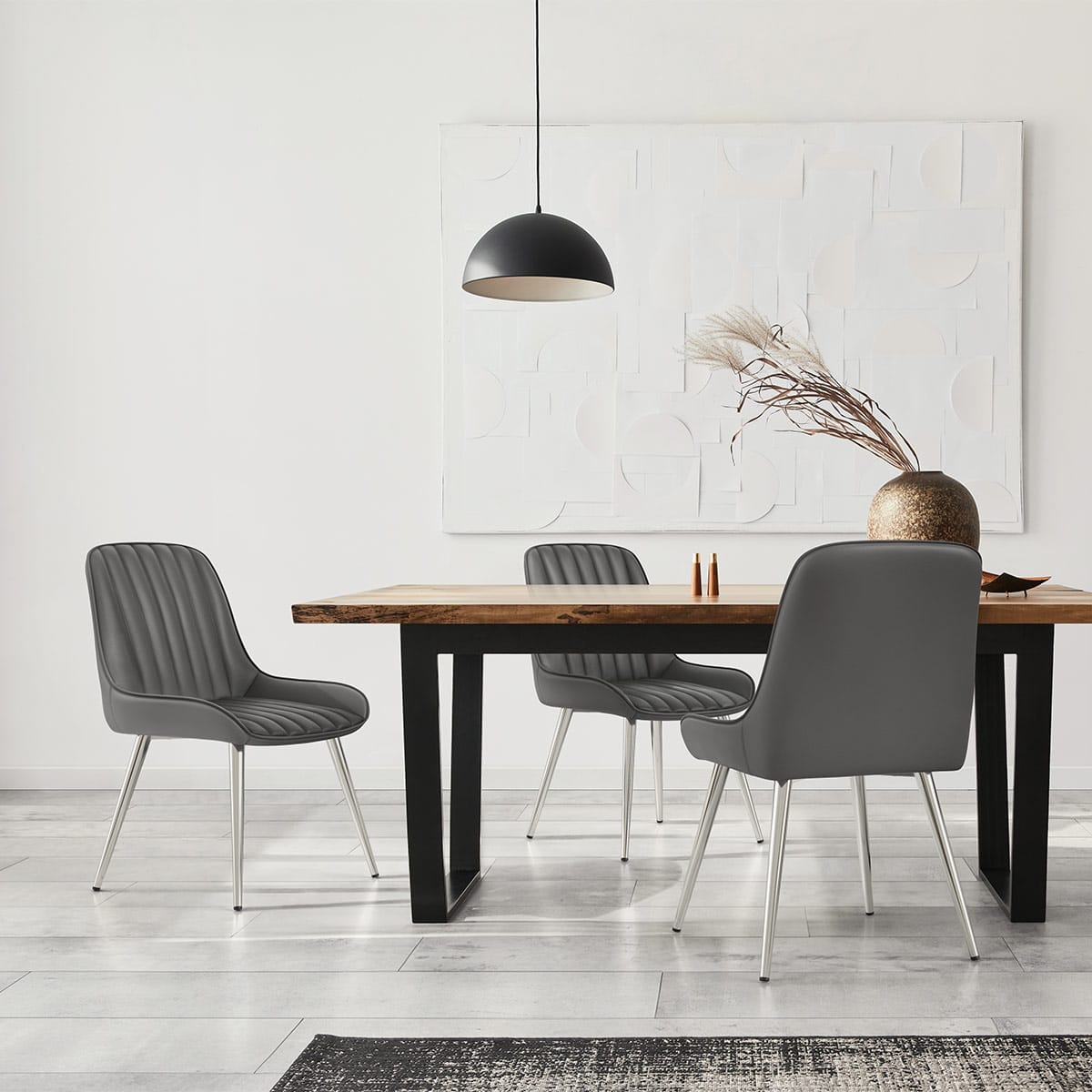 Silla Polipiel Cromo - Mustang Gris Oscuro