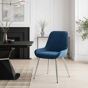 Silla Terciopelo Cromo - Mustang Azul Oscuro