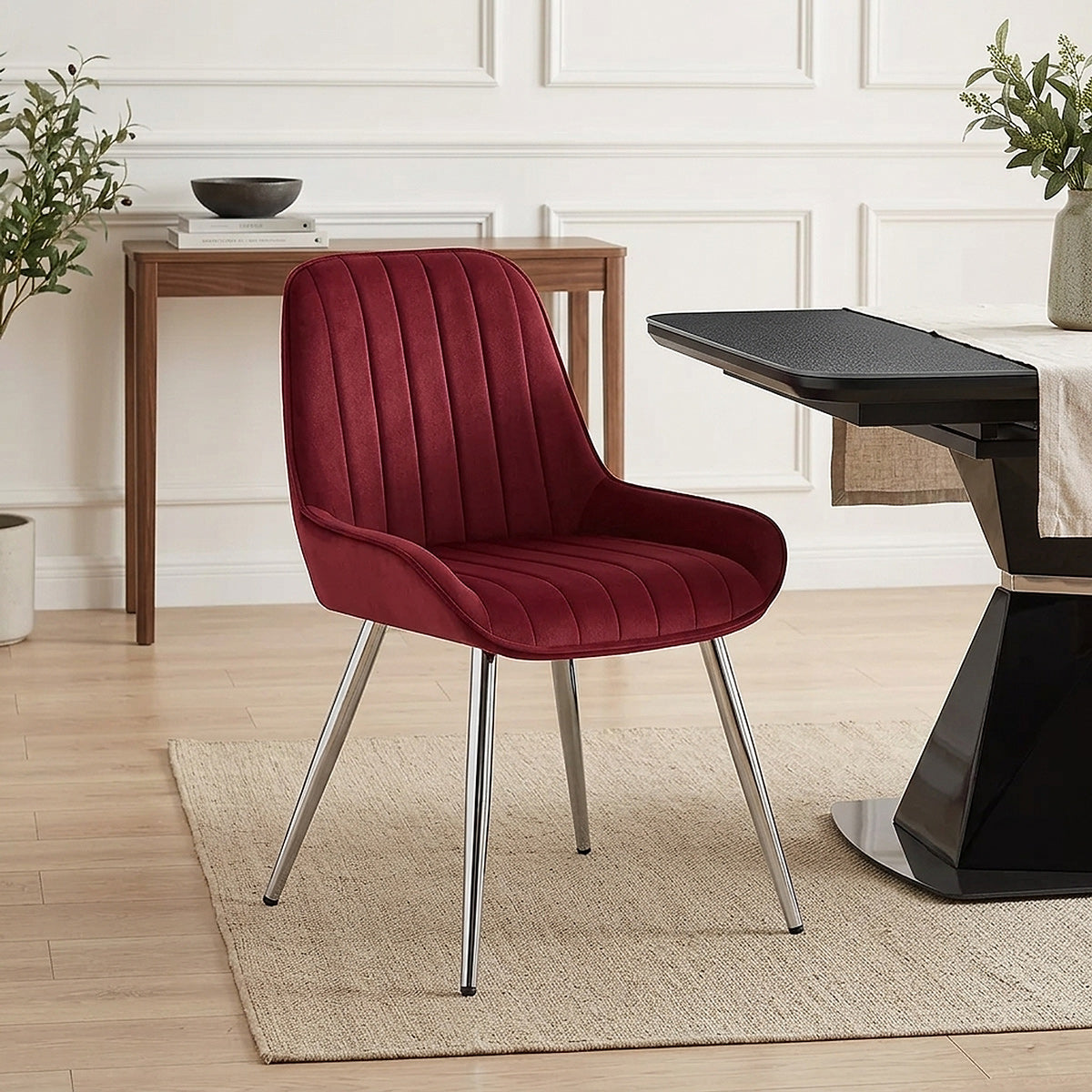 Silla Terciopelo Cromo - Mustang Rojo