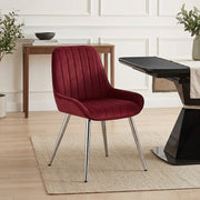 Silla Terciopelo Cromo - Mustang Rojo
