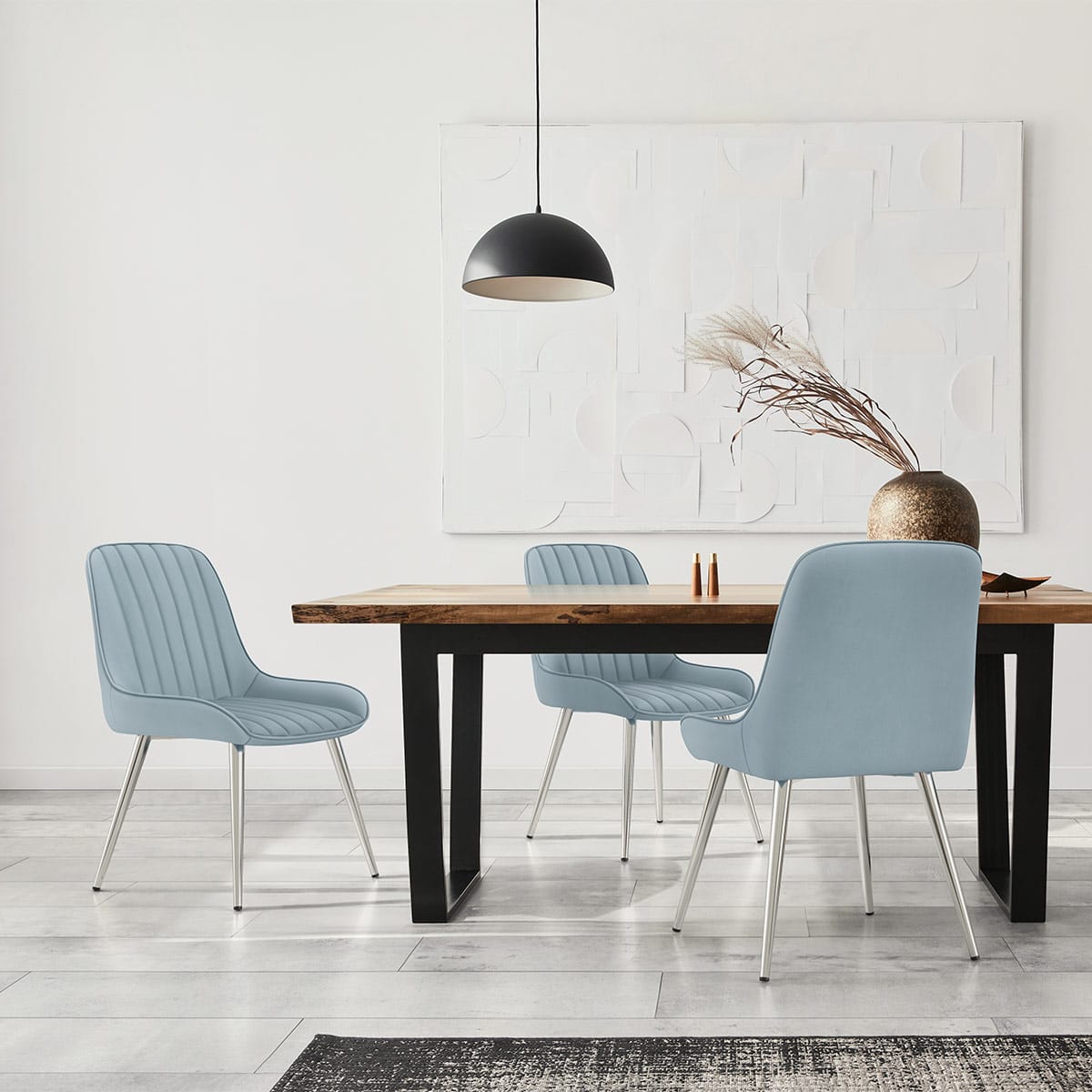 Silla Terciopelo Cromo - Mustang Azul