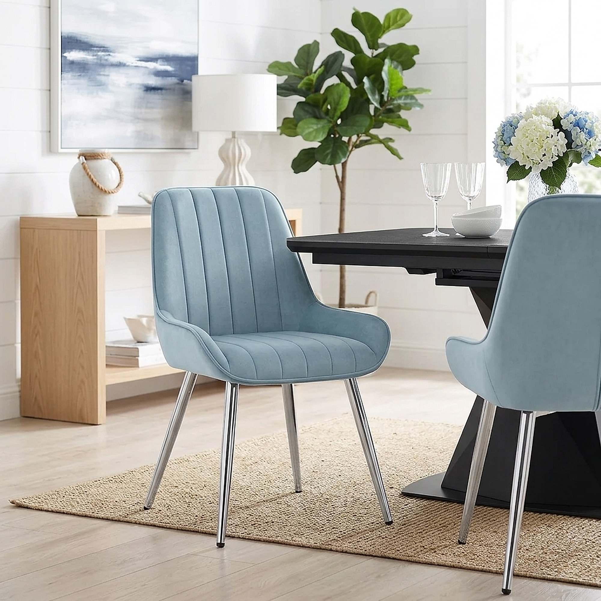 Silla Terciopelo Cromo - Mustang Azul