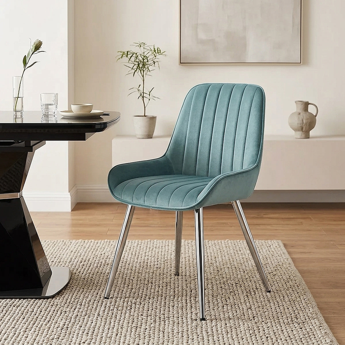 Silla Terciopelo Cromo - Mustang Verde