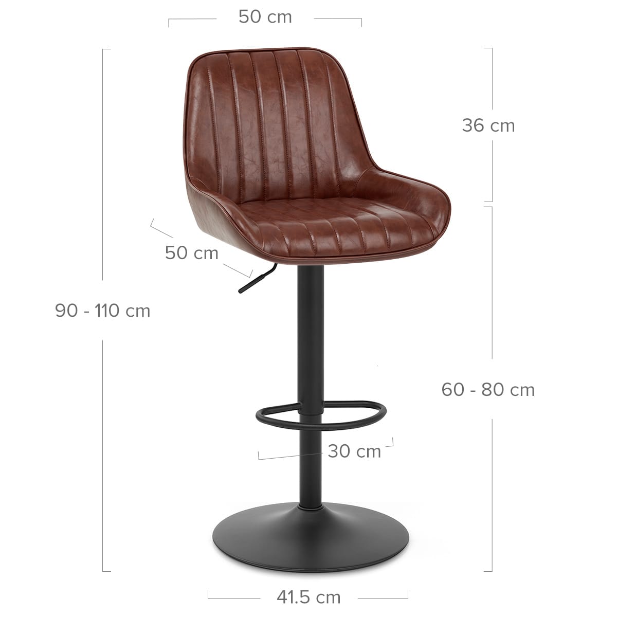 Mustang Gas Lift Bar Stool Marrón