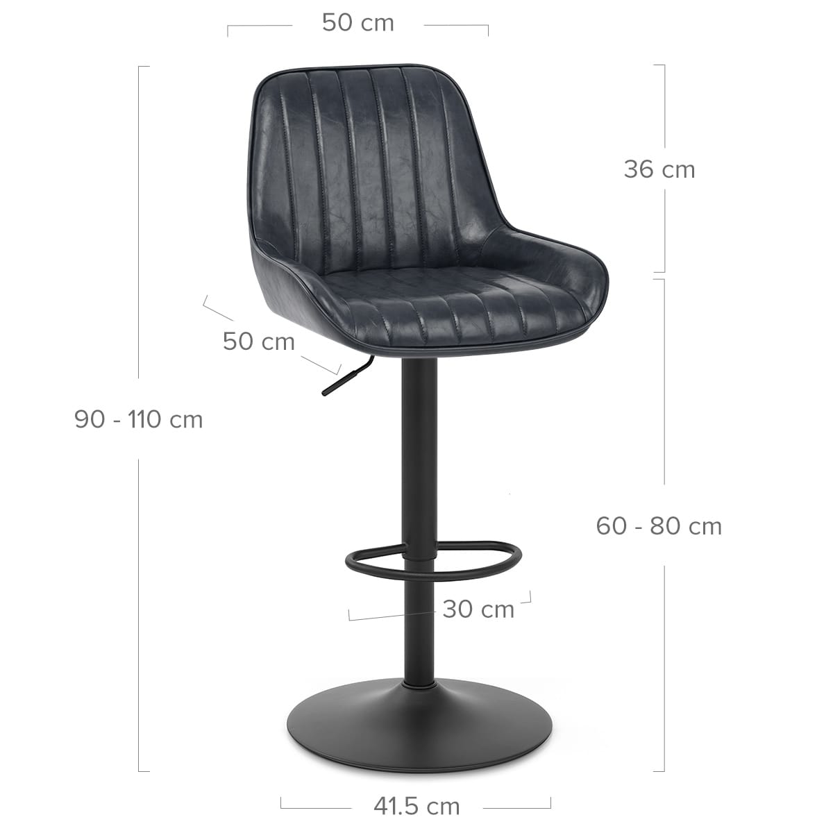 Mustang Gas Lift Bar Stool Gris